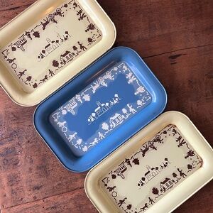 3 Vintage Decorative Metal Luncheon Trays